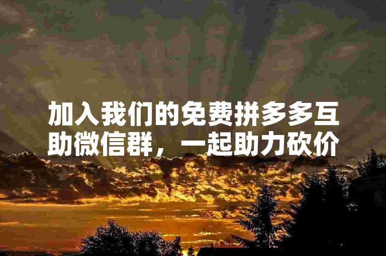 加入我们的免费拼多多互助微信群，一起助力砍价更轻松。