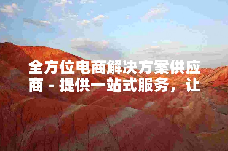 全方位电商解决方案供应商 - 提供一站式服务，让您的在线业务轻松起飞！