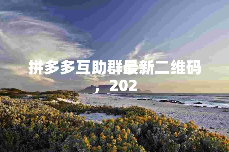 拼多多互助群最新二维码，2025年砍价专用平台。
