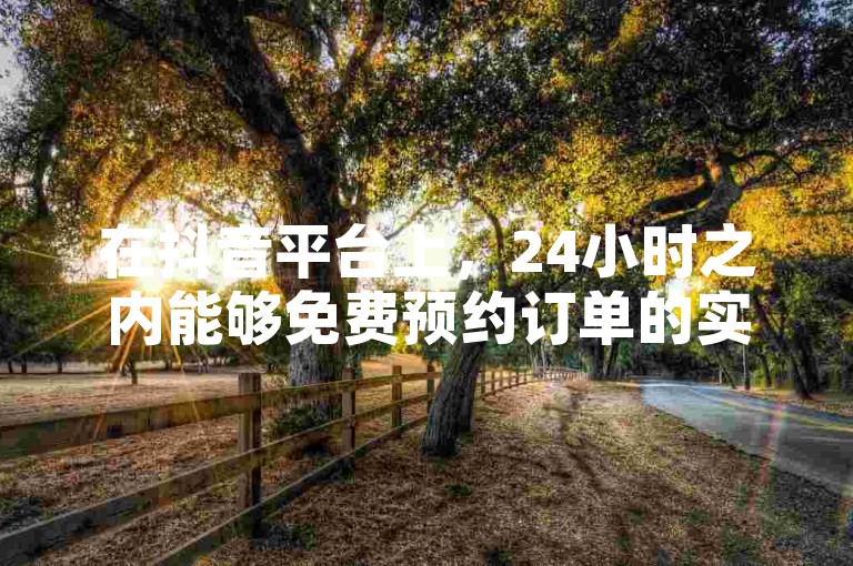 在抖音平台上，24小时之内能够免费预约订单的实用工具——自动下单助手。