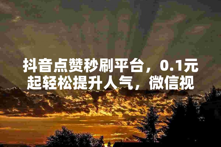抖音点赞秒刷平台，0.1元起轻松提升人气，微信视频号评论点赞一站式服务，安全快捷的在线充值体验。