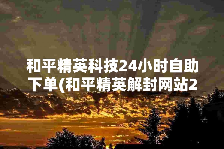 和平精英科技24小时自助下单(和平精英解封网站24小时自助下单)