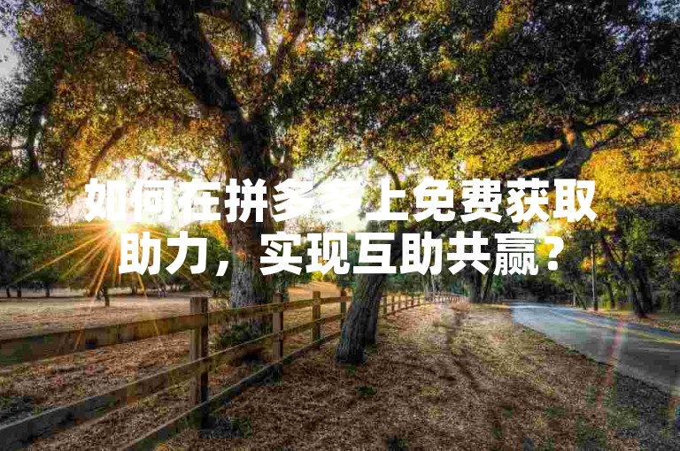 如何在拼多多上免费获取助力，实现互助共赢？