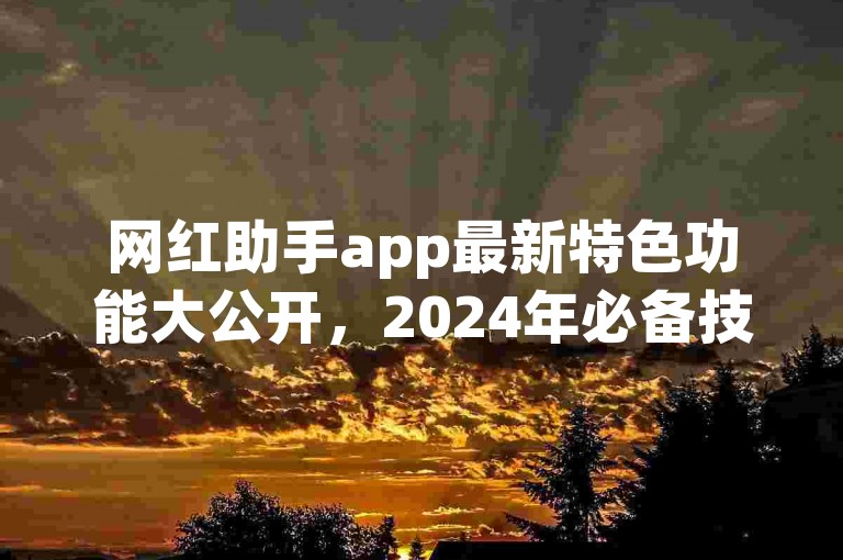 网红助手app最新特色功能大公开，2024年必备技能！