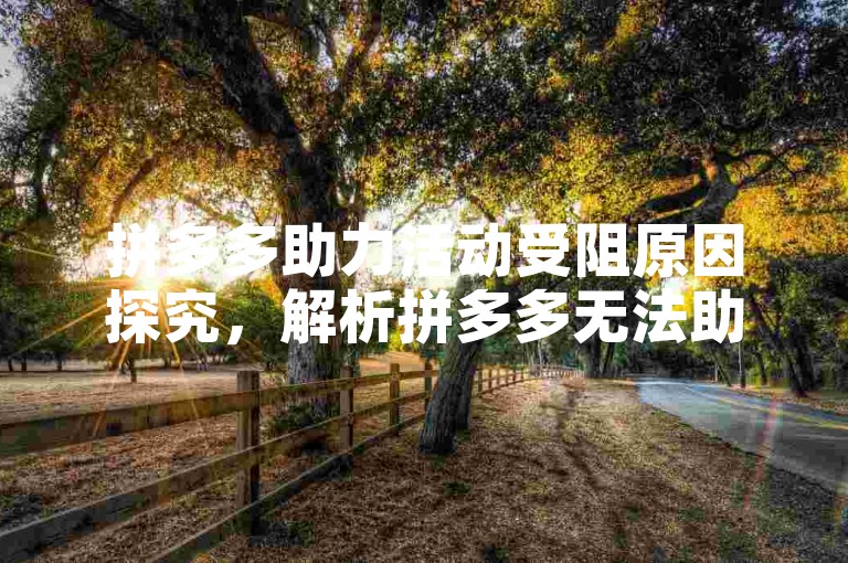 拼多多助力活动受阻原因探究，解析拼多多无法助力现象背后因素。