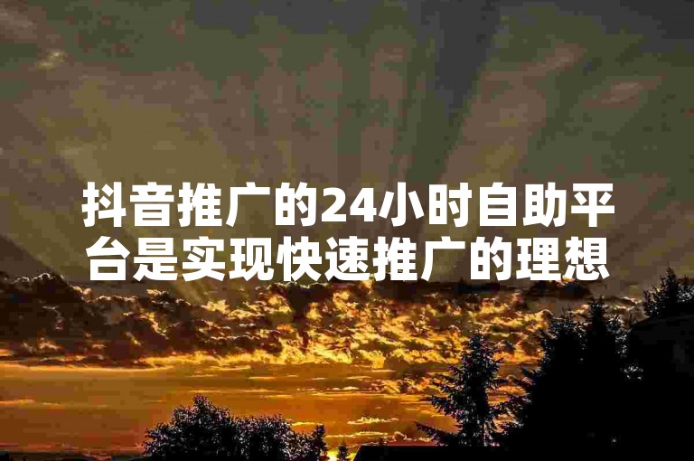 抖音推广的24小时自助平台是实现快速推广的理想选择，它为用户提供了便捷的服务来加速内容的传播。