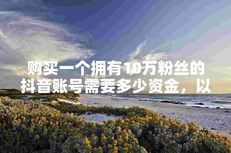 购买一个拥有10万粉丝的抖音账号需要多少资金，以及如何通过24小时自助点赞平台以全网最低价格提升影响力。