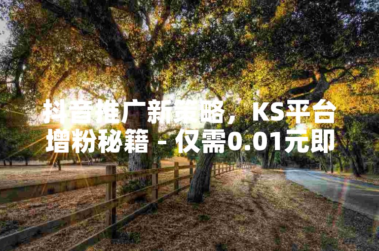 抖音推广新策略，KS平台增粉秘籍 - 仅需0.01元即可获得小白龙马山肥的超值优惠 - 快手创业必备，1毛钱换取高达10000次播放量。