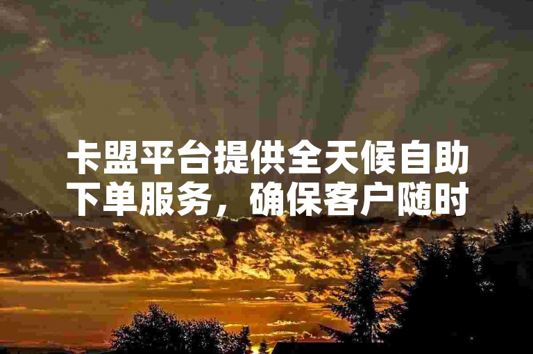 卡盟平台提供全天候自助下单服务，确保客户随时获取所需资源。