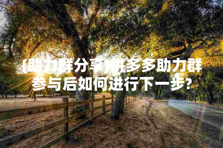 {助力群分享}拼多多助力群参与后如何进行下一步?