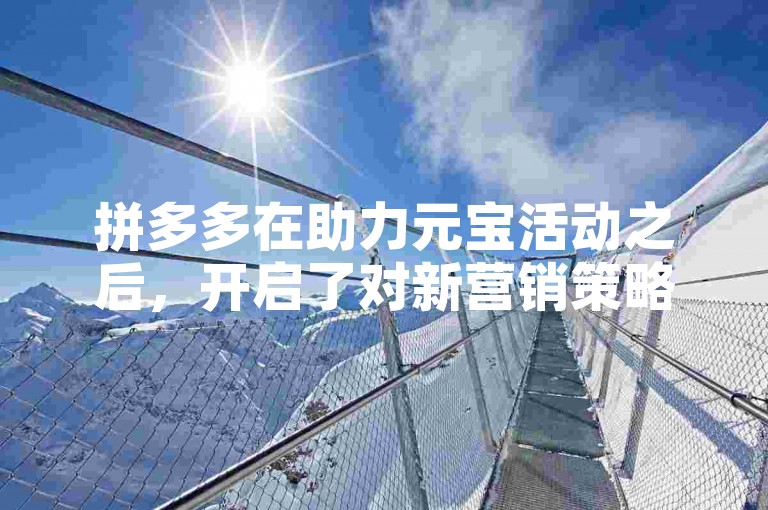 拼多多在助力元宝活动之后，开启了对新营销策略的深入探索。
