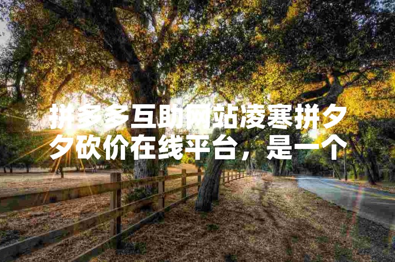拼多多互助网站凌寒拼夕夕砍价在线平台，是一个专门为拼多多用户设计的互助砍价平台。