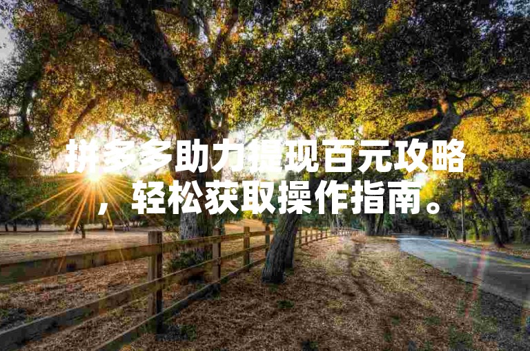 拼多多助力提现百元攻略，轻松获取操作指南。