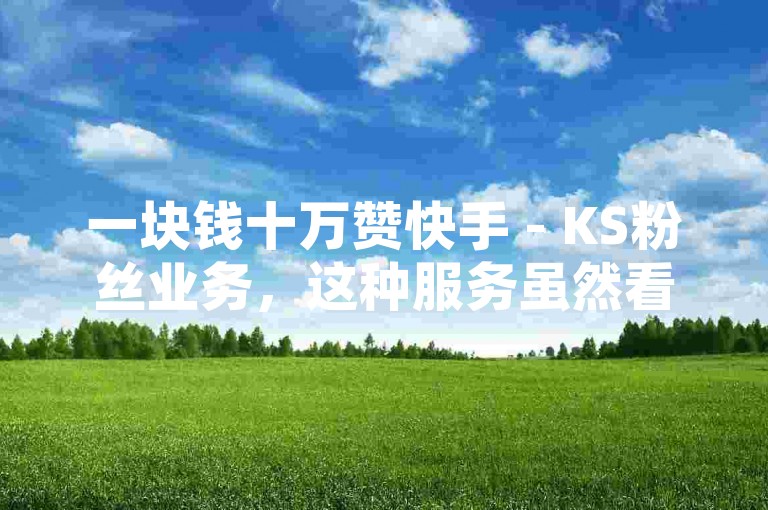 一块钱十万赞快手 - KS粉丝业务，这种服务虽然看似诱人，但背后可能隐藏着虚假繁荣和不正当竞争的风险。