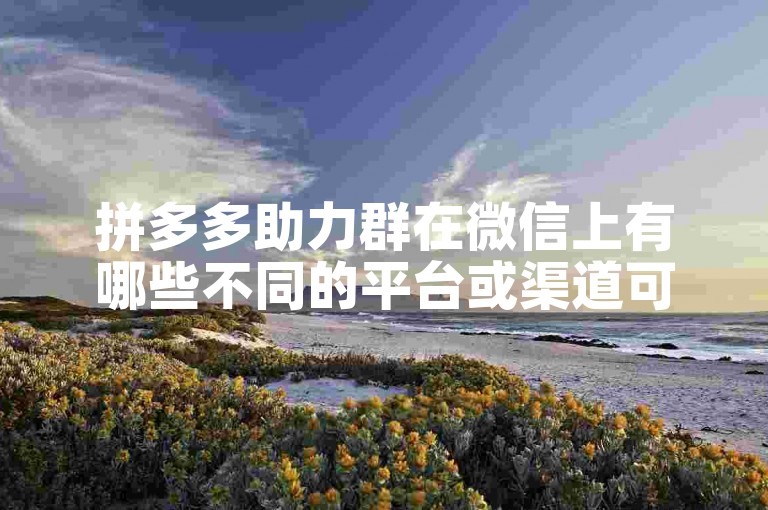 拼多多助力群在微信上有哪些不同的平台或渠道可以加入呢？