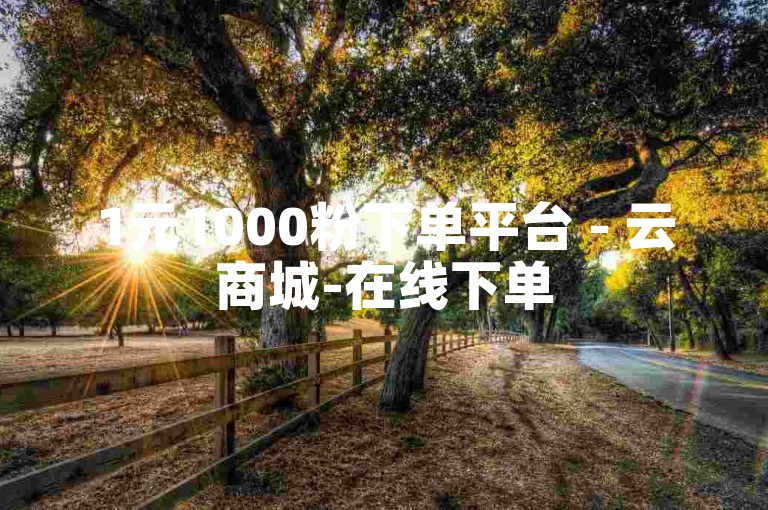 1元1000粉下单平台 - 云商城-在线下单